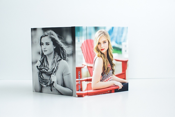 high school senior portrait front and back of an 8x10 album size.