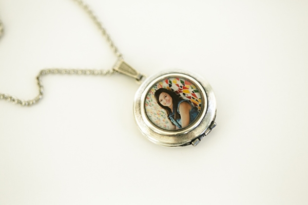high school senior silver gold custom locket necklace in Dallas Plano Texas.