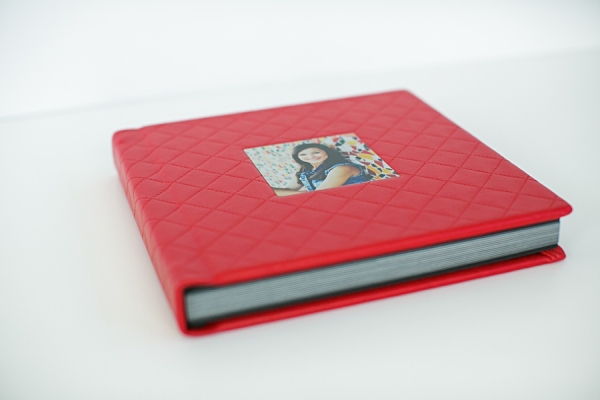 high school senior 10x10 red album custom made in Dallas Texas.