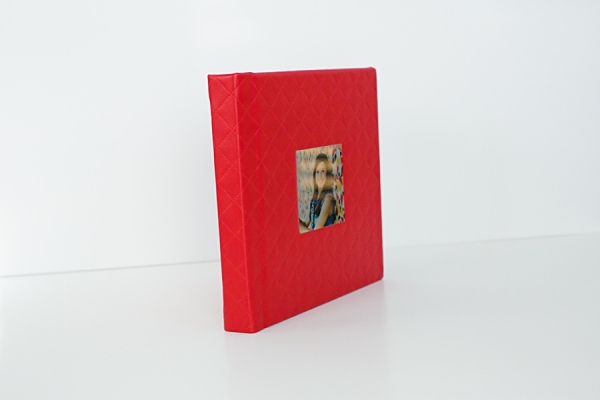 Gorgeous high school senior album custom made with red fine leather material by Chantal Brown in Highland Park Dallas.